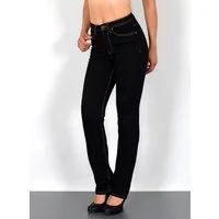 ESRA Straight-Jeans Stretch-Jeans Damen High Waist Jeans Straight Leg Hose Regular G3 Straight Fit Jeans Damen High Waist Gerade Schnitt Jeans bis Übergröße
