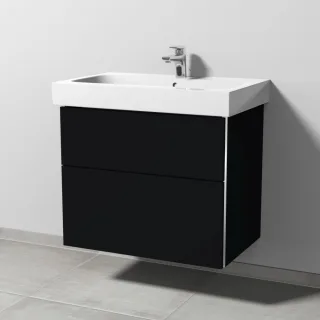 Sanipa 3way Waschtischunterbau zu Geberit iCon Waschtisch mit 2 Auszügen, Schwarz-Matt BS65108