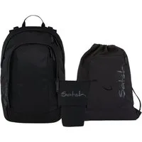Satch Schulranzen Schulrucksack-Set AIR Blackjack 3-teilig (3-teilig), Schulranzen, ergonomisch, Laptop-Fach, Your-Size-System