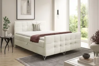 Boxspringbett Schlafzimmerbett PERLA 200x200cm Stoff Coral Ecru