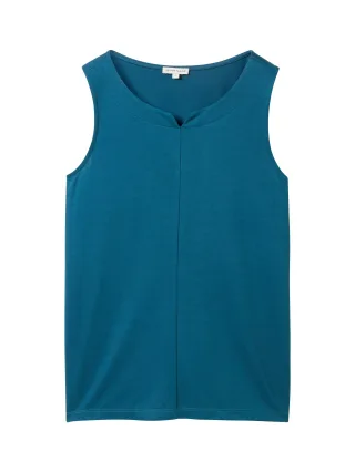Tom Tailor - Cupro Jersey Top moss blue - Gr. - M