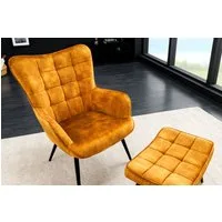 riess-ambiente Sessel SCANDINAVIA senfgelb / schwarz (Einzelartikel, 1-St), Wohnzimmer · Samt · Metall · mit Armlehnen · Scandinavian Design
