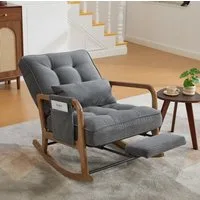 MODFU Loungesessel Ergonomischer Freizeitstuhl aus Cord mit Fußstütze (verstellbarer Schaukelstuhl und Baby-Sessel mit Lendenkissen), Schaukelstuhl Polstersessel