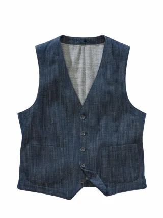 Mey & Edlich Herren Goldgräber-Weste Blau 100 % Baumwolle