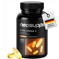 Neosupps Omega 3 hochdosiert, 2000mg Fischöl Dosis 500mg EPA & 250mg DHA, 120 Kapsel, unterstützt Herz, Gehirn, Augen, Gelenke & Haut, 60 Tagesportionen