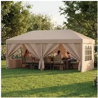 GUNJI Faltpavillon 3x6m Pop-up Pavillon, Höhenverstellbar, Wasserdicht Partyzelt, mit 6 Seitenteilen, UV30+ wetterfestes Partyzelt fur 4-10 Personen