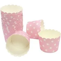 Frau WUNDERVoll Muffinform Muffin Backformen, klein Durchmesser 5 cm, rosa mit weissen Sternen, (25-tlg)