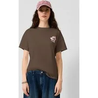 QS Kurzarmshirt T-Shirt Baumwollshirt mit Rücken- und Frontprint