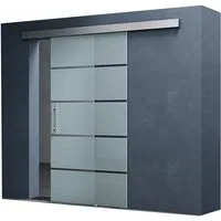 Mai & Mai Glasschiebetür Schiebetür Milchglas Streifen 15mm Wandabstand 8mm ESG-Glas A13