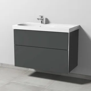 Sanipa 3way Waschtischunterbau zu Geberit Acanto Waschtisch mit 2 Auszügen, Anthrazit-Matt BR41922