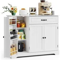 Bealife Sideboard Küchenschrank mit Arbeitsplatten,mit 2 Schubladen 2 Türen,Weiß