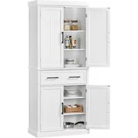 Yaheetech Küchenbuffet 77 × 41 × 184 cm Küchenschrank mit 1 Schublade & 6 Fächern, 2 Einlegeböden verstellbar