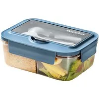 Venkuber Lunchbox 1400ml Bento Lunchbox – 3 Fächer: mikro/spülmaschinenfest, leckfest, Auslaufsicher, BPA-frei, 3 Fächer, 1400ml, inkl. Besteck, stilvoll.