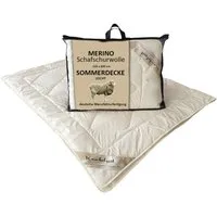 Meivita Naturhaarbettdecke Merino Schafschurwolle Sommerdecke Sommerbett leicht, Füllung: 100% Wolle, Bezug: 100% Baumwolle, Bettdecke Hergestellt in Deutschland