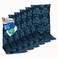 NYVI Hochlehnerauflage Hochlehner Auflagen 6er Set Barcelona - Gartenstuhlauflagen 118x50cm, (6 St), Stuhlauflage, Sitzauflage mit Halteband, UV-fest