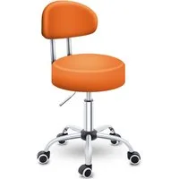 TRESKO Drehhocker Rollhocker mit Lehne, Arbeitshocker höhenverstellbar 46-58 cm, Bürostuhl mit Rollen Hocker Drehstuhl Kosmetikhocker