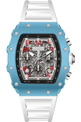 INVICTA Racing 69695 Herrenuhr - Quarzwerk - Acryl mit silbernem Zifferblatt - 43 mm