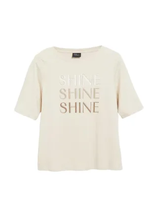 s.Oliver BLACK LABEL - T-Shirt mit Message-Print beige - Gr. - 38