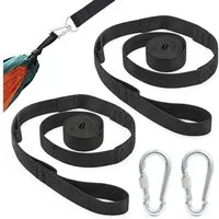 AMANKA Wandhalter 300kg Hängematten Befestigung 2 Gurte 280x2,5cm Baum Gurt Set Schwarz, 2 Gurte 280 x 2,5 cm Schwarz