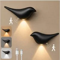 Lapalife LED Wandleuchte Akku Vogel-Wandleuchte Innen, Wandlampe Mit Bewegungsmelder, 3 Farben, 2er Pack, Kabellos Magnetisch, für Kinderzimmer Flur Treppe Dekoration