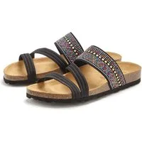 LASCANA Mule, Sandale, offener Schuh, Sommerschuh, Pantolette mit Komfortkorkfußbett aus Leder und elastischen Riemen