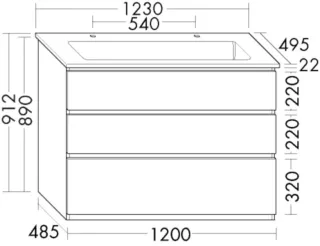 Burgbad Keramik Waschtisch+Waschtischunterschrank Lin20Lack Hochglanz Sandorange SGHK123F6517C0001