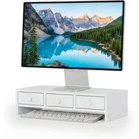 relaxdays Monitorständer mit 3 Schubladen, (weiß)