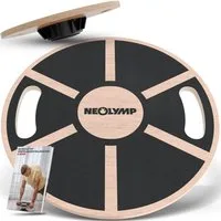 NEOLYMP Balanceboard Balance Board Holz mit Griffen - Rutschfestes Gleichgewichtsboard, 360° Rutschfestes Balance Board aus Echtholz mit Integrierten Griffen