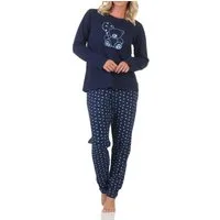Normann Pyjama Normann Damen Pyjama Schlafanzug langarm mit süßem Teddy-Motiv