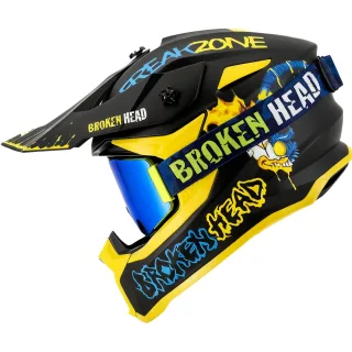 Broken Head Crosshelm FreakZone Schwarz-Gelb-Blau + Regulator Magnetic Blau
