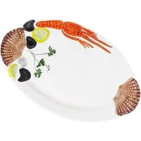 Lashuma Servierplatte Meeresfrüchte, Keramik, (1-tlg., 32 x 20 cm), Fisch Dekoteller oval aus Italien