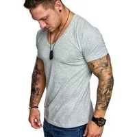 Amaci&Sons T-Shirt EUGENE Basic T-Shirt mit V-Ausschnitt Herren Einfarbig Vintage V-Neck Basic V-Ausschnitt Shirt
