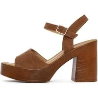 Derimod Sandaletten mit hohem Absatz aus Veloursleder Sandale Echtes Leder, TPU-Sohle, Textilfutter, Knöchelriemen, Blockabsatz
