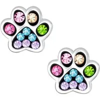 schmuck23 Paar Ohrstecker Kinder Ohrringe Kristall Pfote 925 Silber, Kinderschmuck