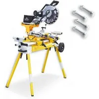 BAMATO Zug-, Kapp- und Gehrungssäge KP-350PRO und Maschinenständer KST-2760 Kappsäge 105mm Schnitthöhe, 2-St., beidseitig schwenkbar, Laser, Zugsäge, Sanftanlauf