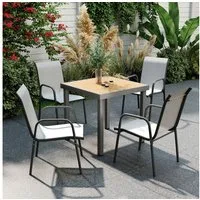 Outsunny Gartenstuhl mit Atmungsaktive Rücken, Armlehnen (Gartenstühle, 4 St), für Garten Balkon Terrasse 51 x 69 x 87 cm Hellgrau