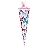 Nestler Schultüte Schmetterling 2016, 85 cm, eckig, mit rosafarbigem Tüllverschluss