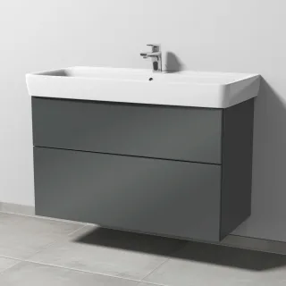 Sanipa 3way Waschtischunterbau zu Geberit Renova Plan Waschtisch mit 2 Auszügen, Anthrazit-Glanz SF88179