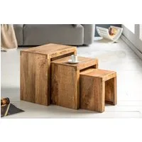 riess-ambiente Beistelltisch MAKASSAR 45cm natur - Mangoholz, Massivholz, Handarbeit, variabel (Set, 3-St), frei stellbare Couchtische - ideal für Wohnzimmer., TV-Ecke oder Lofts