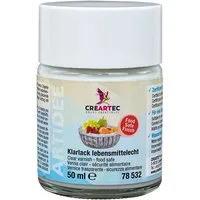 CREARTEC Lack Klarlack - 50ml - zum lebensmittelechten Versiegeln von Objekten, für den direkten Kontakt mit Lebensmitteln geeignet - Made in Germany