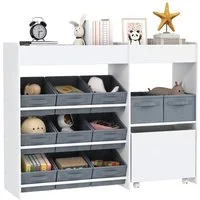AIYAPLAY Spielzeugtruhe Spielzeug-Organizer, 11 Boxen, Kinderzimmerregal obere Fächer (Kinderregal, 1 St., Kinder Bücherregal), für Kinderzimmer, Kindergarten, 105 x 30 x 80 cm, Weiß