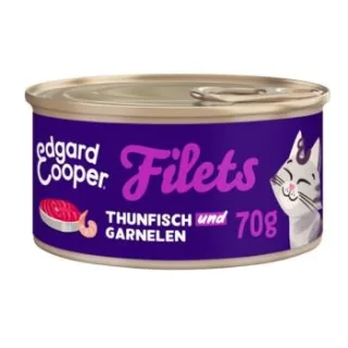 Edgard & Cooper Nassfutter Katze Adult Filets Thunfisch und Garnelen 24x70 g