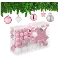 relaxdays Weihnachtsbaumkugel Weihnachtskugeln im 101er Set, Rosa