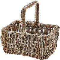 Kobolo Einkaufskorb Korb ETTA mit Henkel aus Rattan in kubu grey