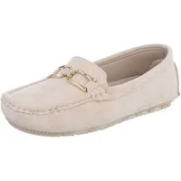 Ital-Design Elegante Mokassins mit Schnalle für Damen, ideal für Freizeit Slipper (91261090) Flach Mokassins in Beige