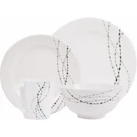 HEKERS Geschirr-Set 100% Melamin Geschirr (4-24 teilig) Line elfen/grau (rund) (16-tlg)