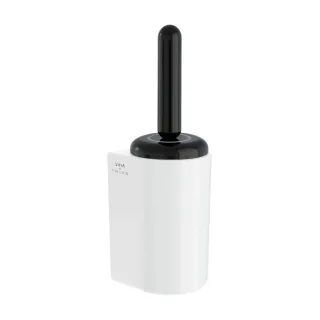 VitrA Liquid WC-Bürstengarnitur Wandmontage 13 x 42 cm Weiß Hochglanz/Schwarz Hochglanz,A4456639 A4456639