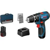 Akku-Schlagbohrschrauber GSB 12V-15 Professional, 12 Volt blau/schwarz, 2x Li-Ionen Akku 2,0Ah, 25 Bits