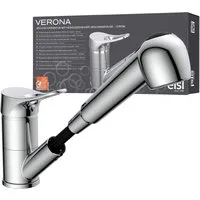 Eisl Spültischarmatur Verona mit Geschirrbrause, Wasserhahn ausziehbar, 360° schwenkbar, Chrom