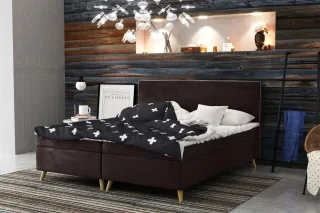 Boxspringbett Schlafzimmerbett Sileno 180x200cm in Stoff Riviera Dunkelbraun